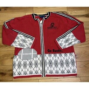 Vintage Ohio State‎ Buckeyes Cardigan Sweater Collegiate Eagle’s Eye Knit Large